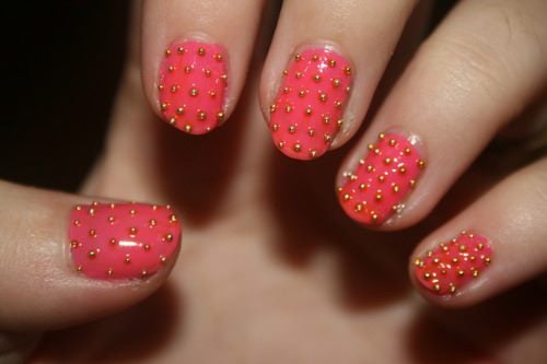 Nail art with rhinestones, gems, pearls and studs  (13)