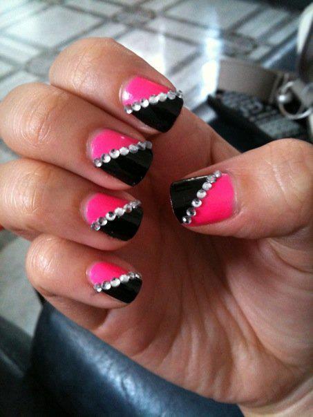 Nail art with rhinestones, gems, pearls and studs  (14)