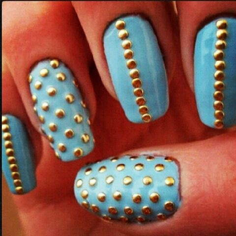 Nail art with rhinestones, gems, pearls and studs  (22)