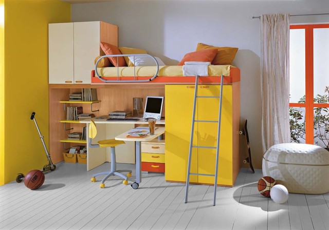 bed loft bedrooms bunk beds bedroom rooms yellow source kid designs
