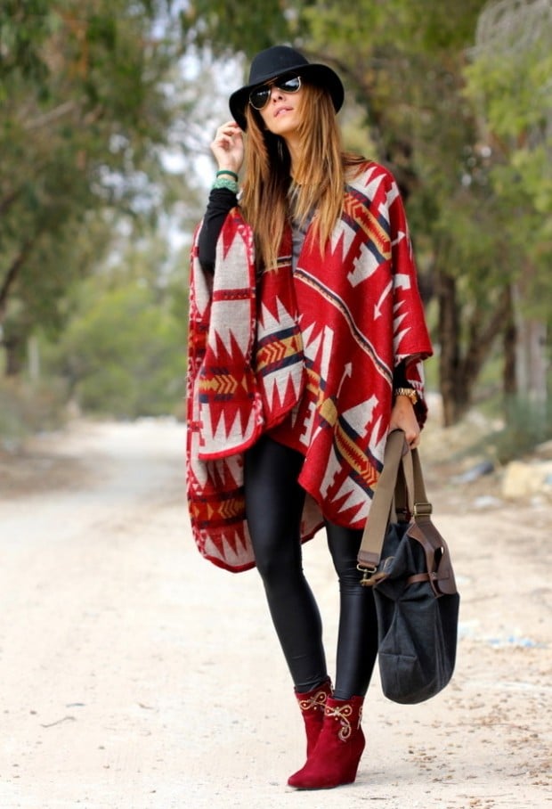 17 Amazing Outfit Ideas with Capes and Ponchos  (12)