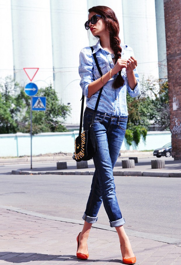 20 Stylish Outfit Ideas with Denim Shirt (10)