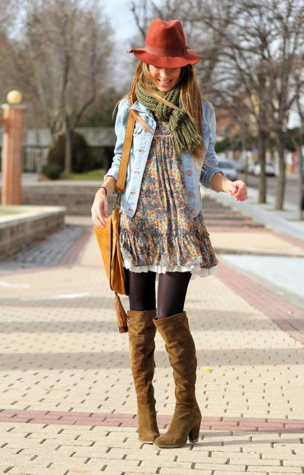 20 Stylish Outfits with Dresses for Cold Days  (8)