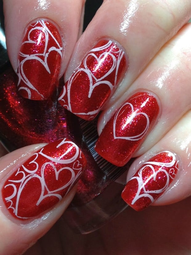 22 Sweet and Easy Valentine’s Day Nail Art Ideas (4)