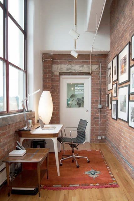 office industrial simple professional source conduit exposed brick offices interior desk wall modern herman miller eclectic study decor studio designs