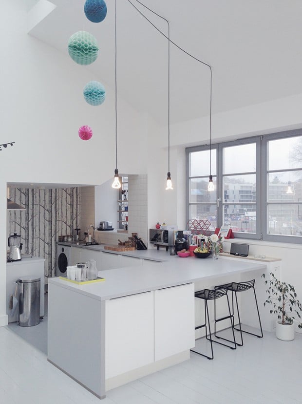Kitchen-fully-refurbiched-and-new-Plumen-lighting-display