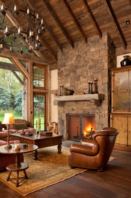 rustic fireplace living room (1)