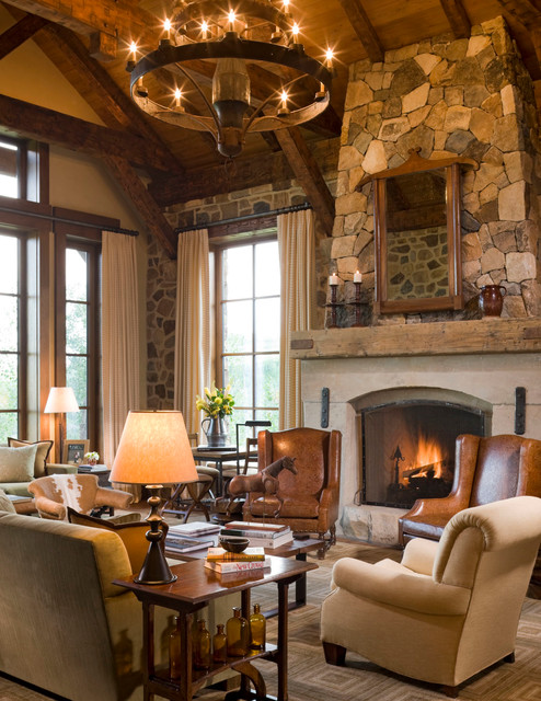 rustic fireplace living room (11)