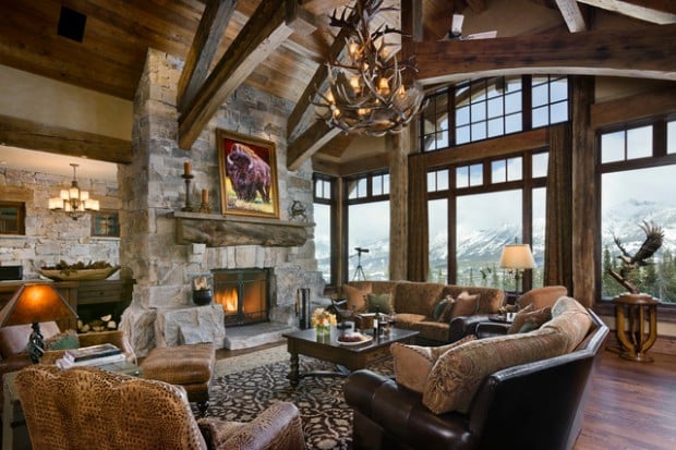 rustic fireplace living room (12)