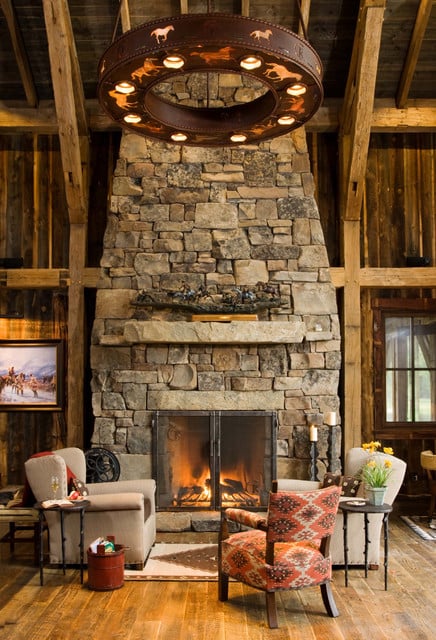 rustic fireplace living room (3)