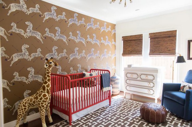 scalamandre-zebras-wallpaper-red-and-brown-boy-nursery