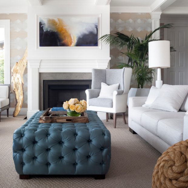 20 Gorgeous Living Room Design Ideas with Tufted Ottoman ...