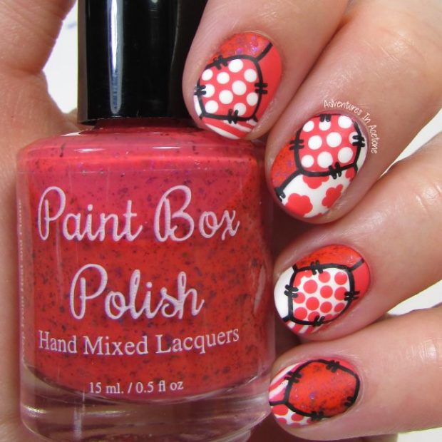 Coral-and-White-Patchwork-Nail-Art-2-650x650