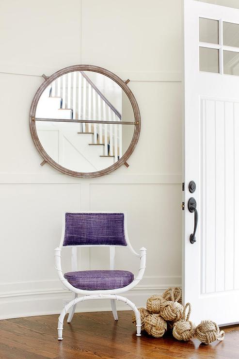 contemporary-cottage-foyer-purple-chair-rope-knot-door-stopper