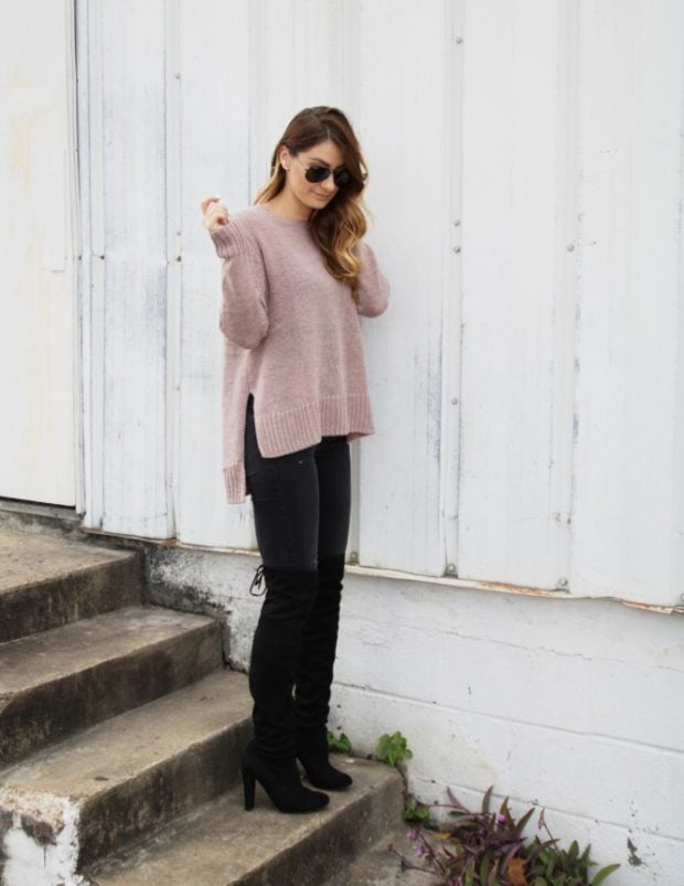 16 Lovely Casual Pink Sweater Outfit Ideas