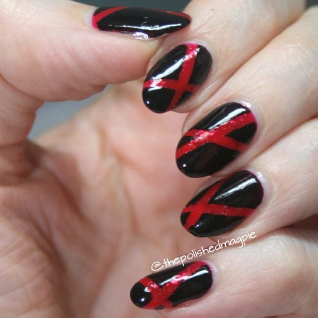 Red and Black Combination for Gorgeous Nail Art