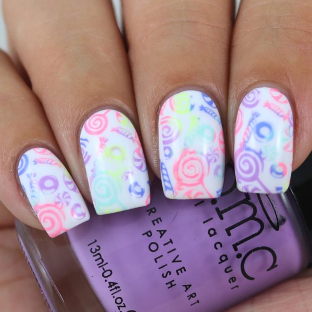 Candy Nail Art Ideas in Patel and Light Colors