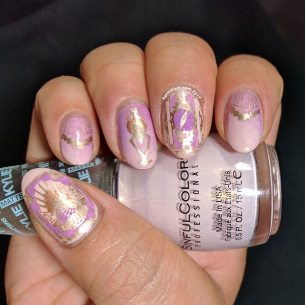 20 Great Nail Art Ideas: Mix of Lilac, Pink and Gold Colors