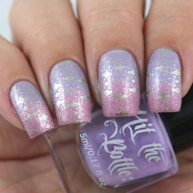 20 Great Nail Art Ideas: Mix of Lilac, Pink and Gold Colors
