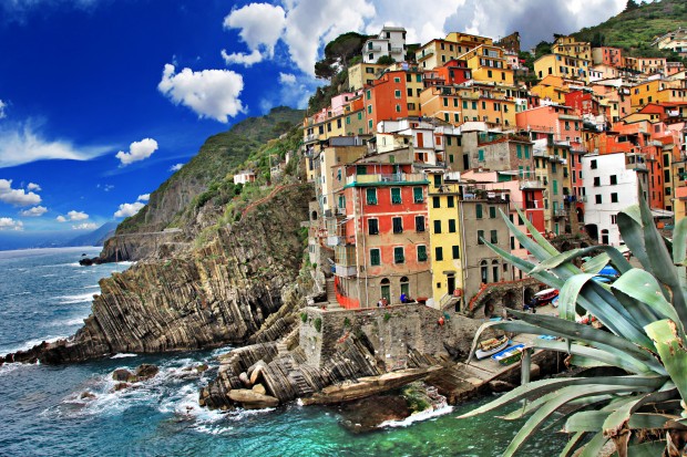 scenic Italy. Riomaggiore village, Cinque terre