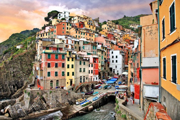 scenic Italy. Riomaggiore village, Cinque terre