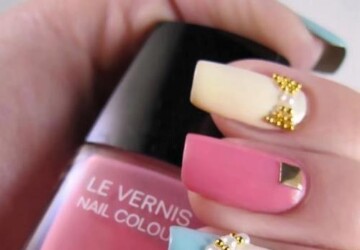 33 Amazing Nail Art Ideas with Rhinestones, Gems, Pearls and Studs - Studs, Rhinestones, Pearls, Nail Art, ideas, Gems, amazing nail art
