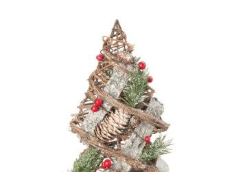 18 Absolutely Awesome Tabletop Christmas Tree Decorations - wood, tree, tabletop, statue, pinecone, pine tree, glass, decoration, cone, Christmas tree, christmas decoration, Christmas