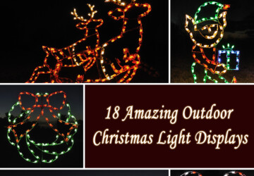 18 Amazing Outdoor Christmas Light Displays - storybook, santa, reindeer, night decoration, night, light display, light, LED decorations, holiday, elf, decorations, Christmas