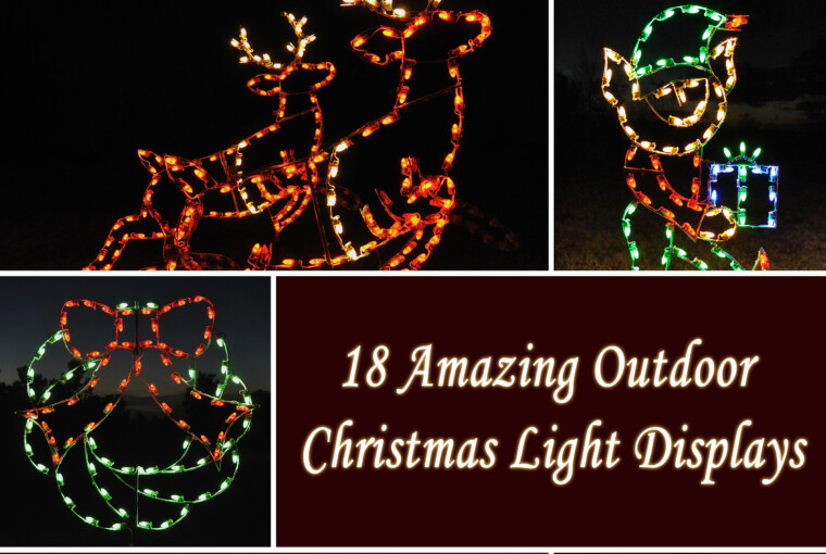 18 Amazing Outdoor Christmas Light Displays - storybook, santa, reindeer, night decoration, night, light display, light, LED decorations, holiday, elf, decorations, Christmas