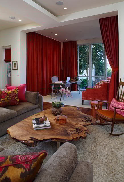 24 Modern Living Room Design Ideas with Unique Coffee Tables (15)