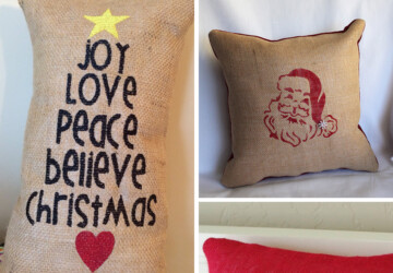 26 Awesome Handmade Christmas Pillows and Covers - snow, snoflake, santa, reindeer, pillows, pillowcase, pillow cover, Pillow, holiday, handmade, deer, decorations, decoration, crafts, craft, Christmas Decorations, Christmas, burlap