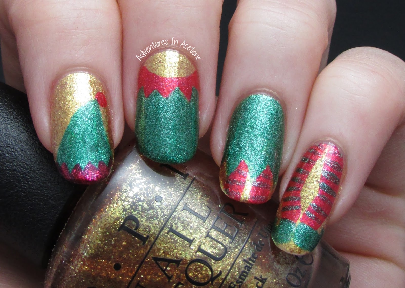 8. "Sparkly Reindeer Short Gel Nail Design for a Fun Christmas Twist" - wide 2