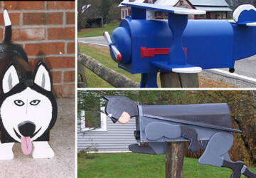 24 Creative & Funny Handmade Mailbox Designs - wood, van, truck, tractor, shark, post, outdoor, mailman, mailbox, mail, letter, guard, funny, dog, decor, cat, batman