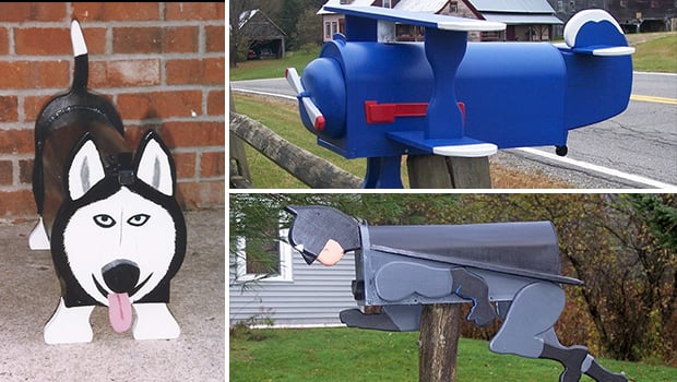 24 Creative & Funny Handmade Mailbox Designs - wood, van, truck, tractor, shark, post, outdoor, mailman, mailbox, mail, letter, guard, funny, dog, decor, cat, batman