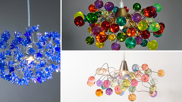 15 Incredibly Colorful Handmade Ceiling Lamp Designs - wall, lighting, light, leaves, Lamp, home, handmade, glass, decoration, decor, Colorful, color, chandelier, ceiling, bubble