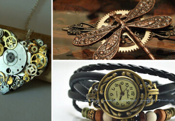 18 Beautiful Handmade Steampunk Accessories - wrist, watch, vintage, victorian, steel, steampunk, steam, retro, punk, parts, old, necklace, metal, key, jewelry, handmade, hair clip, filigree, Earrings, ear plugs, cufflinks, antique, Accessories