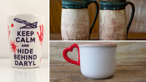 18 Creative Handmade Coffee Cups - zombie, rustic, oz, Mug, latte, handmade, funny, espresso, daryl, cup, Coffee, ceramic, breaking bad
