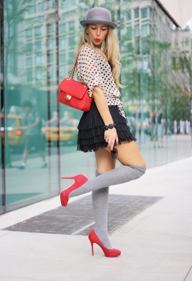 knee high socks and sneakers