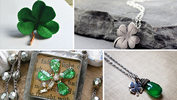 17 Lovely Handmade Jewelry Pieces for St. Patrick's Day - st. patrick's, silver, shamrock, saint, rustic, ring, retro, patrick, necklace, lucky, leaf, jewelry, irish, holiday, handmade, green, gold, Earrings, crystal, clover, celtic, bracelet