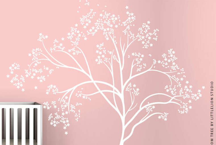 19 Cute Wall Decals in The Spirit of Spring - White, wall, tree, spring, polka, owl, minimalistic, leaves, koala, handmade, floral, dot, decorations, decor, decal, canopy, branches, branch, blossom, bird