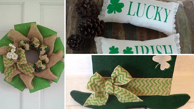 23 Inspiring Various Saint Patrick's Day Decorations - wreath, wood, St. Patrick's Day, spring, sign, shamrock, saint, primitive, Pillow, patrick, moss, luck, leprechaun, irish, holiday, hanging, handmade, green, decor, deco mesh, cover, chevron, burlap, bow