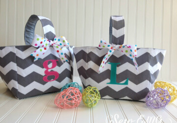 17 Adorable Handmade Easter Basket Designs - tote, personalized, monogrammed, kids, handmade, fabric, eggs, Easter, diy, decoration, chevron, basket, bag