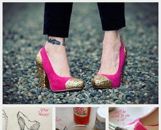 15 Adorable DIY Tutorials How To Make a New Shoes From Your Old Ones - Woman shoes, DIY shoes, creative diy