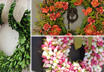 18 Fresh-Looking Handmade Spring Wreath Ideas - wreath, wood, tulip, spring, rose, nature, Natural, monogram, hang, handmade, grapevine, Flower, door, decor, chevron, burlap, bunny, boxwood, bow