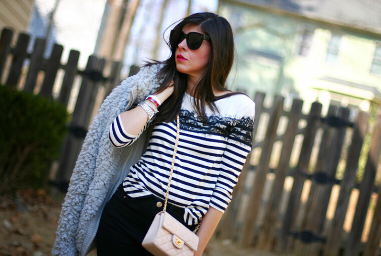 22 Dynamic Combinations of Black & White Stripes - stripes outfit ideas, stripes outfit, spring outfit for woman, outfit for woman, black and white stripes