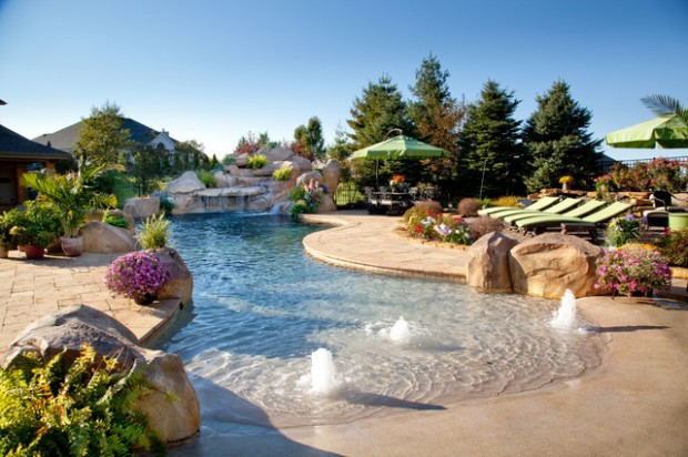 20 Divine Beach Entry Pool Design Ideas for Heaven in your Garden  (14)