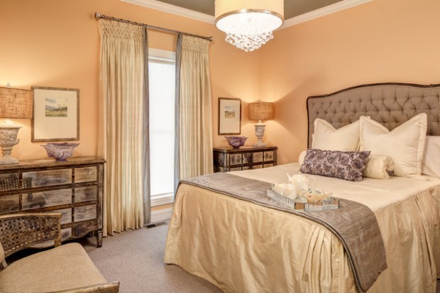Soft Peach Color Walls For Sophisticated Interior Look - What Color Curtains Match Peach Walls