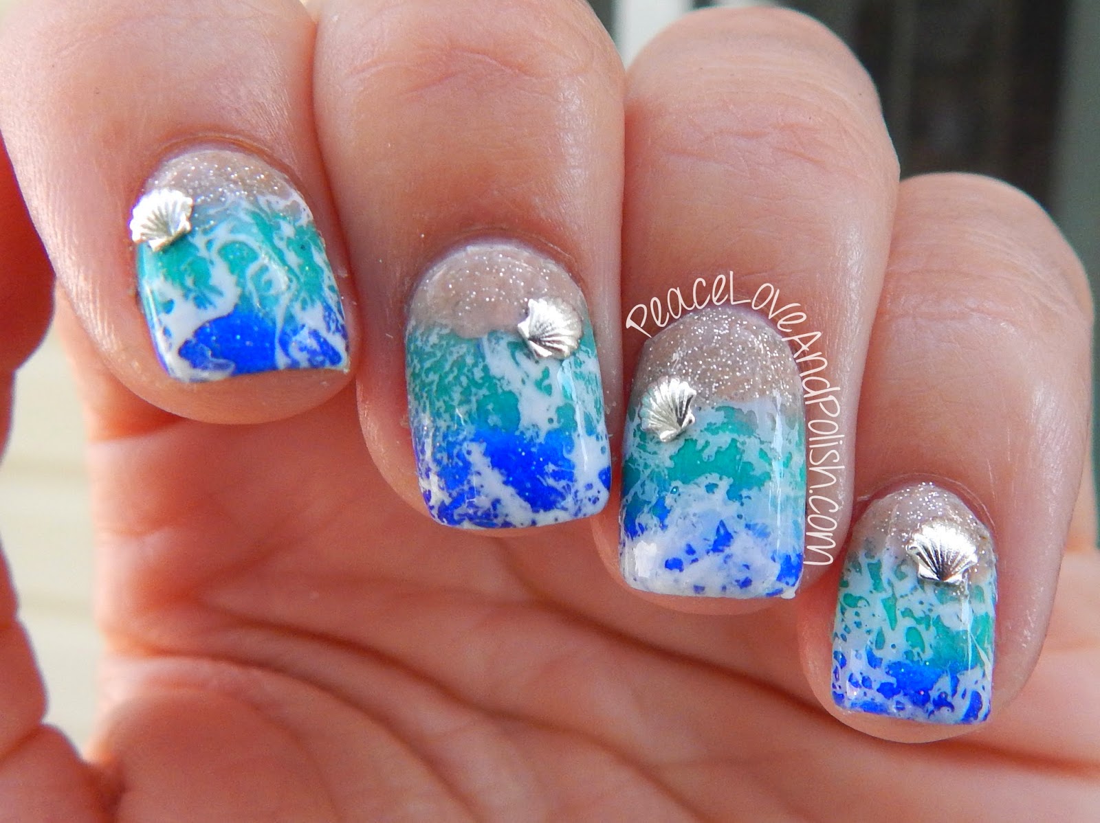 beach themed nail art peel and stick