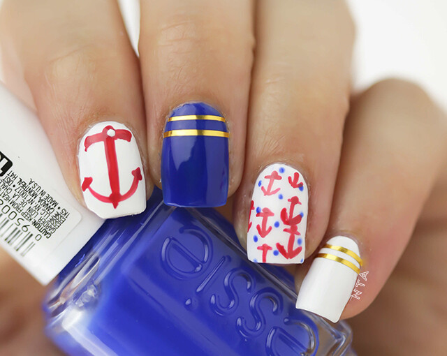 Nautical Nails: 16 Cute Nail Art Ideas - summer nail art, nautical nail art, nautical, Nail Art