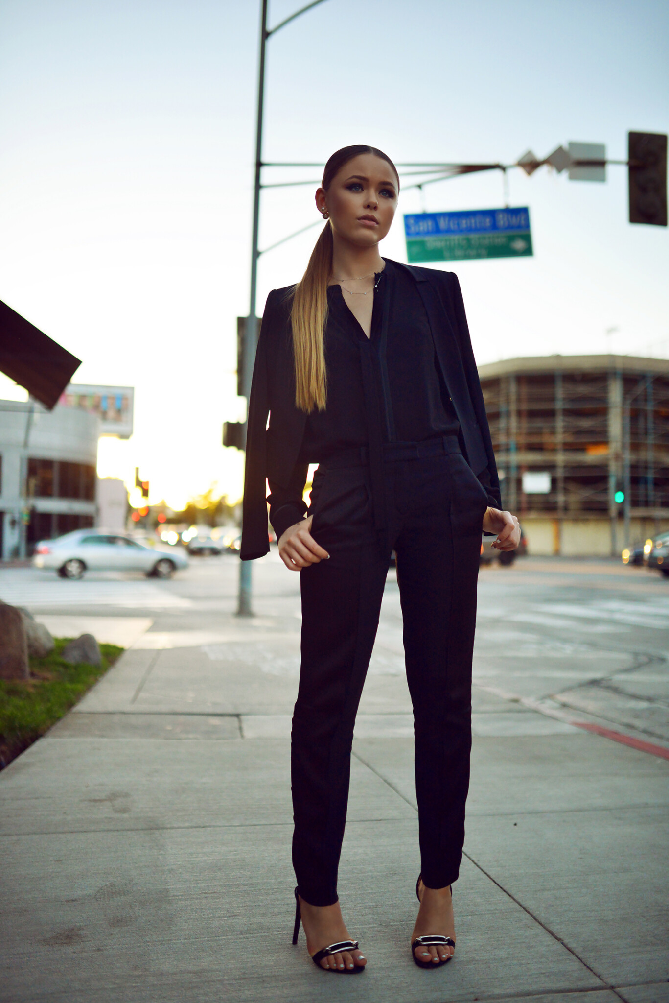 black monochromatic outfit